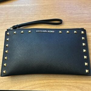 Michael Kors Black and Gold Studded Wristlet